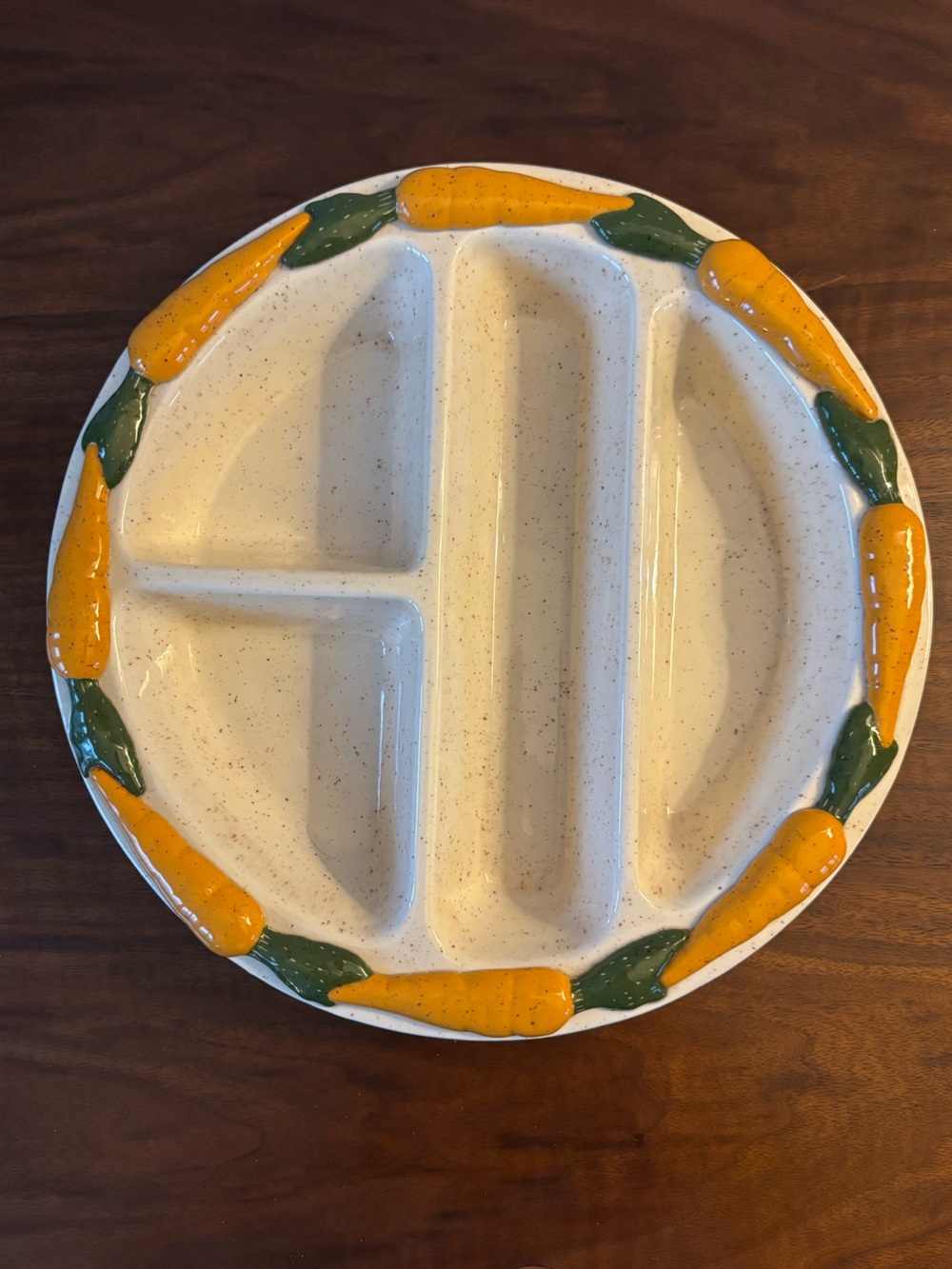 Speckled Handmade Ceramic Divided Serving Platter Chip-N-Dip